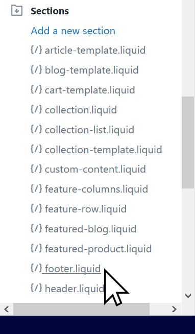 Find the Shopify Theme Footer to Edit