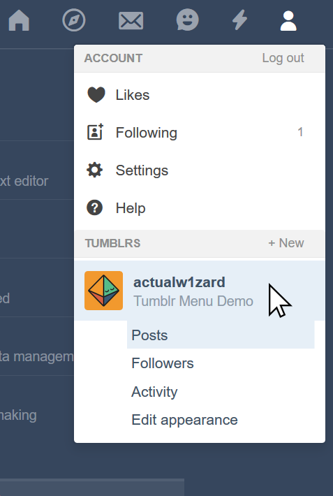 Select your Tumblr Blog