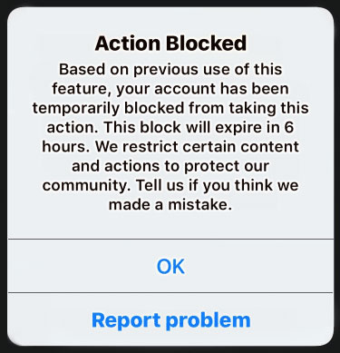 Account Blocked Message on Instagram