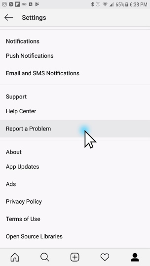 Instagram Report a Problem