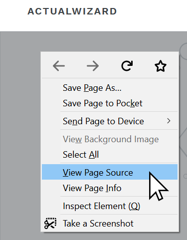 How to right click and view the source code of a page.