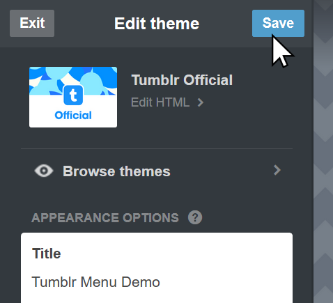 Tumblr Save Changes Button