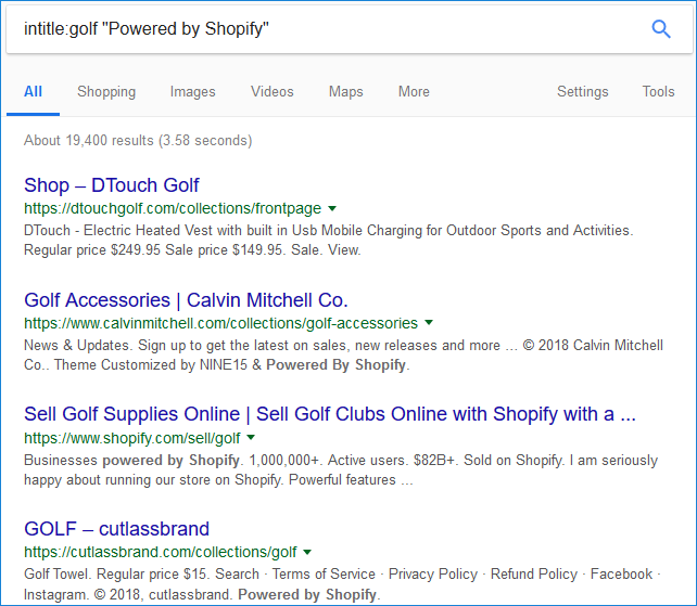 Hunting for Shopify Stores in Google
